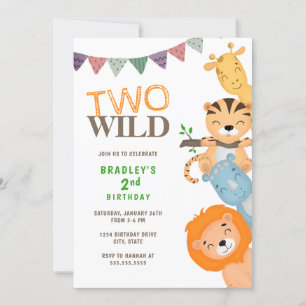 Invitación Safari Dos Salvaje Segundo Cumpleaños