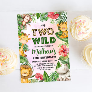 Invitación Safari Dos Salvajes Cumpleaños