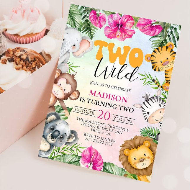 Invitación Safari Dos Salvajes Cumpleaños del Segundo Chica (Subido por el creador)