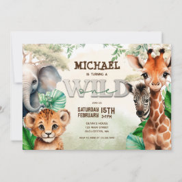 Invitación Safari en acuarela Cumpleaños salvaje
