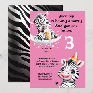 Invitación Safari fiesta de la jungla de cebra animales salva