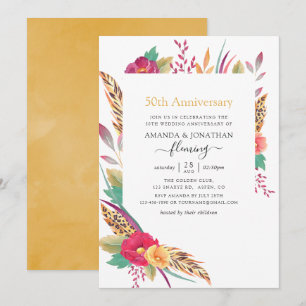 Invitación Safari floral acuarela 50 aniversario de bodas