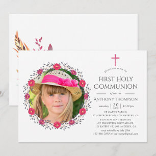 Invitación Safari floral acuarela Primera comunión sagrada
