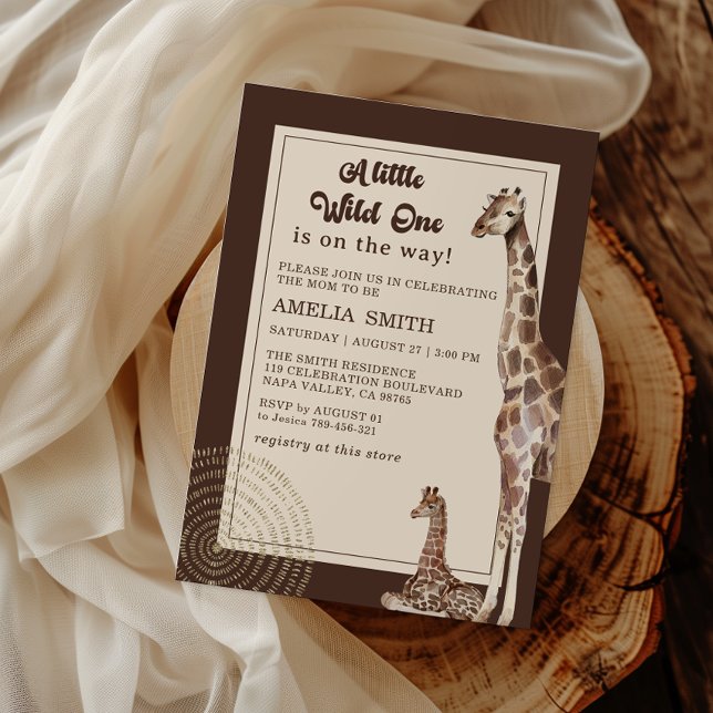 Invitación Safari Giraffe Neutral Baby Shower (Subido por el creador)