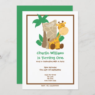 Invitación Safari Giraffe Primera fiesta de cumpleaños