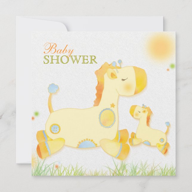 Invitación Safari Giraffe Whimsical Baby Shower (Anverso)