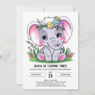 Invitación Safari Graceful Elephant Cumpleaños Digital