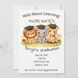 Invitación Safari Graduation Party Preschool Kindergarten 