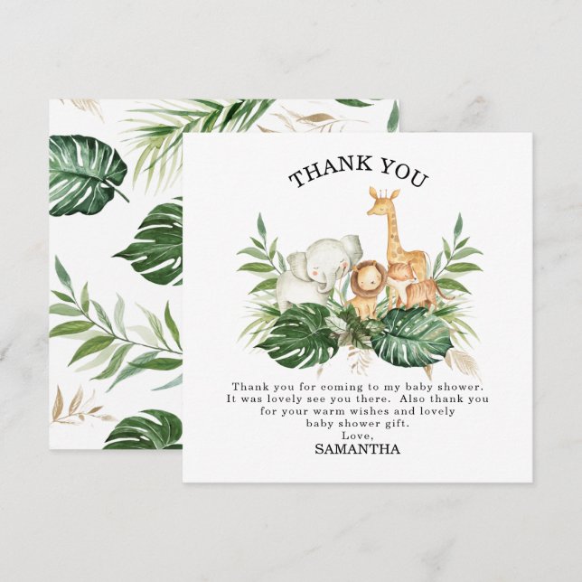 Invitación Safari Greeneration Foliage Género Neutral Baby Sh (Anverso / Reverso)