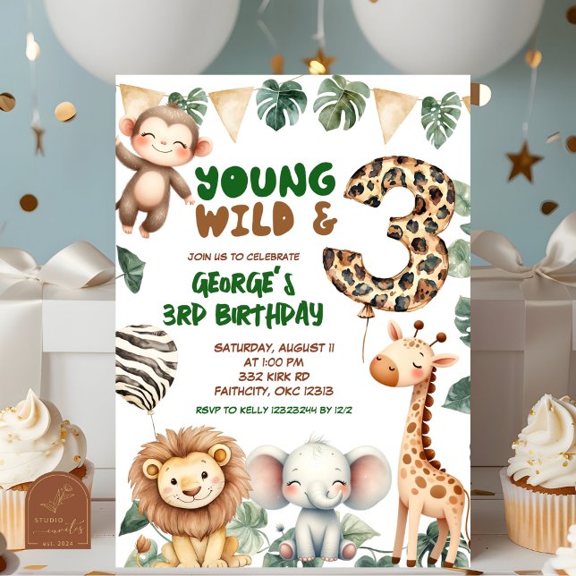Invitación Safari joven salvaje y tres cumpleaños (Subido por el creador)