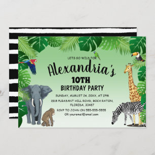Invitación Safari Jungle Animal Children Fiesta de Cumpleaños