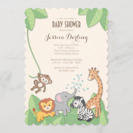 Invitación Safari Jungle Animales Baby Shower moderno
