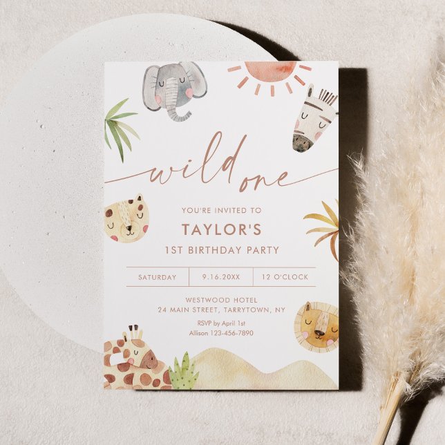 Invitación SAFARI Jungle Animals 1er cumpleaños Fiesta (Subido por el creador)