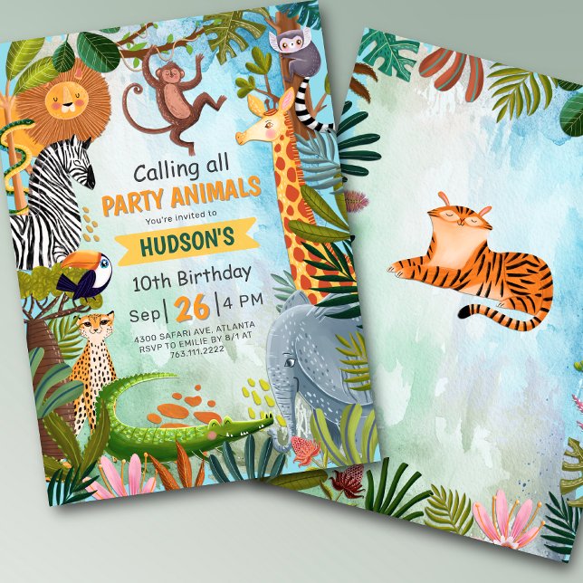 Invitación Safari jungle animals any age boy birthday (Subido por el creador)