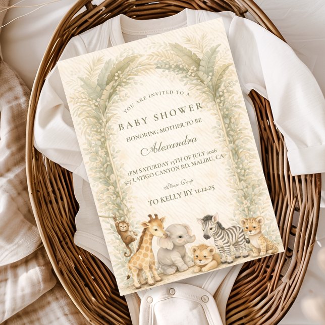 Invitación Safari Jungle Animals Arch Baby Shower (Subido por el creador)