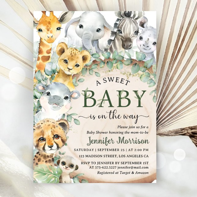Invitación Safari Jungle Animals Baby Shower Tropical Rustic (Subido por el creador)