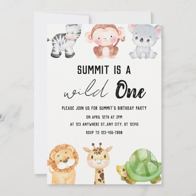 Invitación Safari Jungle Baby Invite (Anverso)