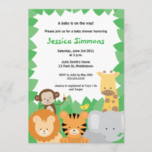 Invitación Safari Jungle Baby Shower - Boy/Chica
