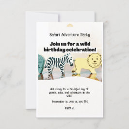 Invitación Safari Jungle Birday Editable Watercolor Animal