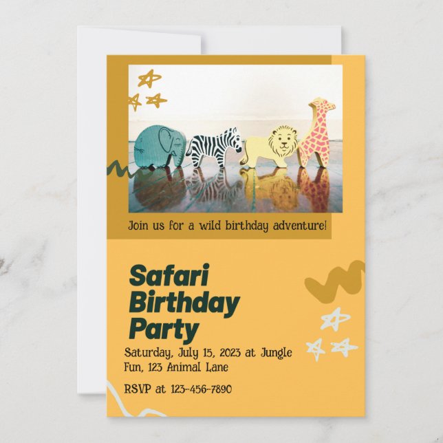 Invitación Safari Jungle Birthday – Editable Watercolor  (Anverso)