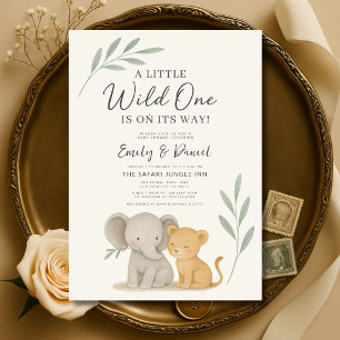 Invitación Safari Jungle Wild One Fiesta de Bebé para Parejas