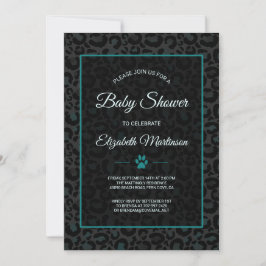 Invitación Safari Leopard Black Animal Print Baby Shower