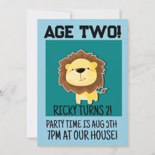 INVITACIÓN SAFARI LION EDAD 2 DOS FIESTAS DE CUMPLEAÑOS