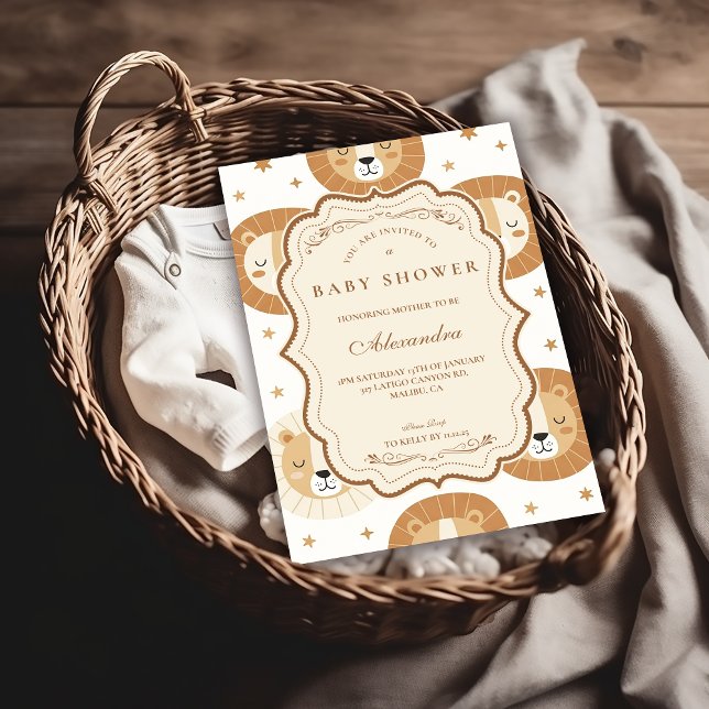 Invitación Safari Lion Neutral Baby Shower (Subido por el creador)