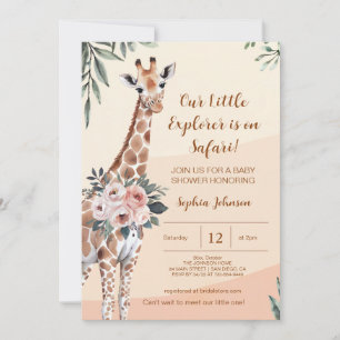 Invitación Safari Little Explorer Girafa Baby Shower