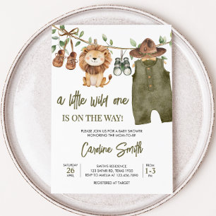 Invitación Safari Little Wild One Baby Clothes Baby Shower