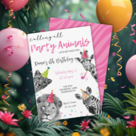 Invitación Safari llama a todos los animales Fiesta salvaje