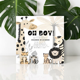 Invitación Safari Oh Chico Animales de la Jungla Baby Shower