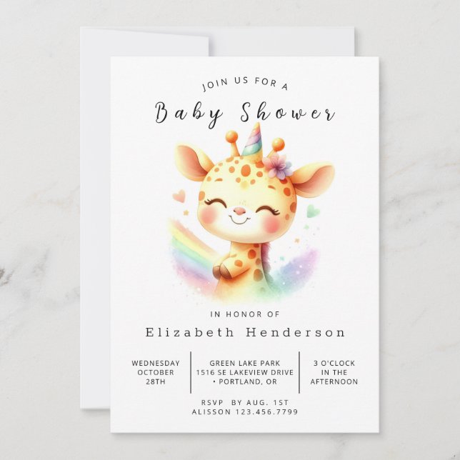 Invitación Safari Online Giraffe Baby Shower (Anverso)