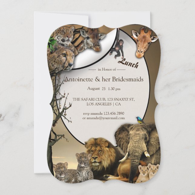 Invitación Safari Outdoor Lunch Bridal Party (Anverso)