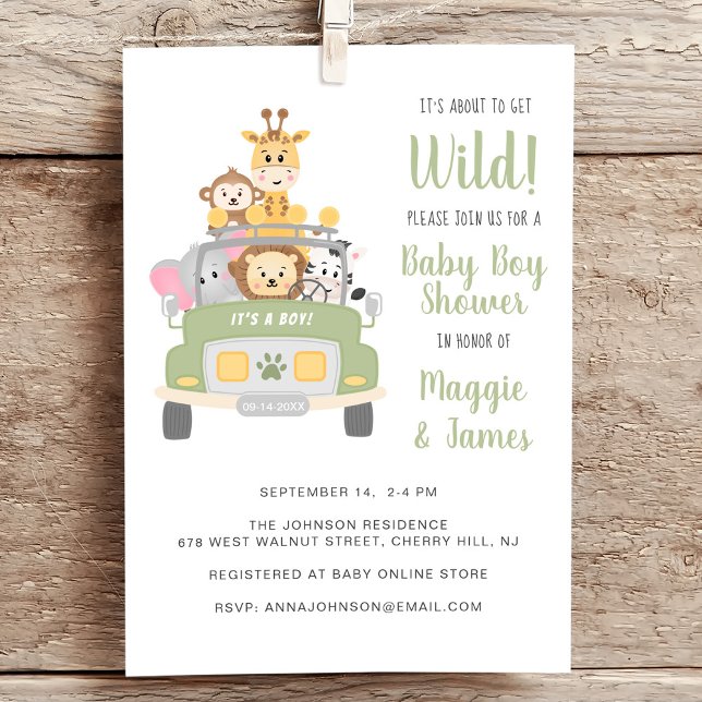 Invitación Safari Parejas Baby Boy Shower (Subido por el creador)