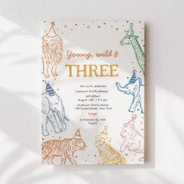 Invitación Safari Party 3rd Animals Birthday Invitation