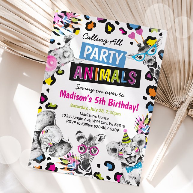 Invitación Safari Party Animals Birthday Leopard Print (Subido por el creador)