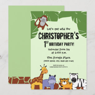 Invitación Safari, primer cumpleaños   Vamos a ser salvajes