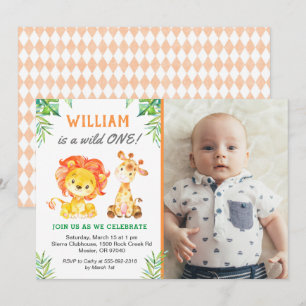Invitación Safari primer niño de cumpleaños salvaje Fiesta de