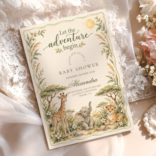Invitación Safari Que Comience la Aventura Baby Shower