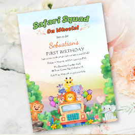 Invitación Safari Ride Theme – Wild One 1st Birthday Baby Boy