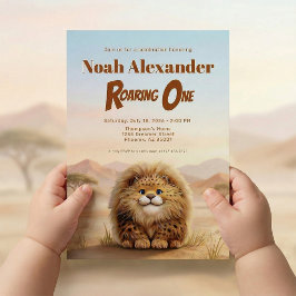 Invitación Safari Roaring One Fluffy Leopard Birthday Party