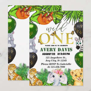 Invitación Safari salvaje de una jungla Tema de los niños de 