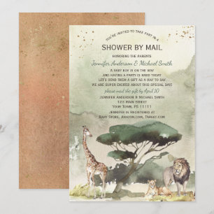 Invitación Safari Savanna Animals Baby Shower por correo