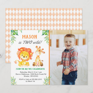 Invitación Safari segundo niño de cumpleaños salvaje Fiesta d