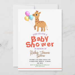 Invitación Safari Simple Cute Animals Giraffe Baby Shower