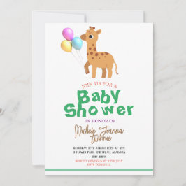 Invitación Safari Simple Cute Animals Giraffe Baby Shower