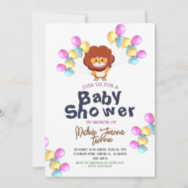 Invitación Safari Simple Cute globos de Baby Shower