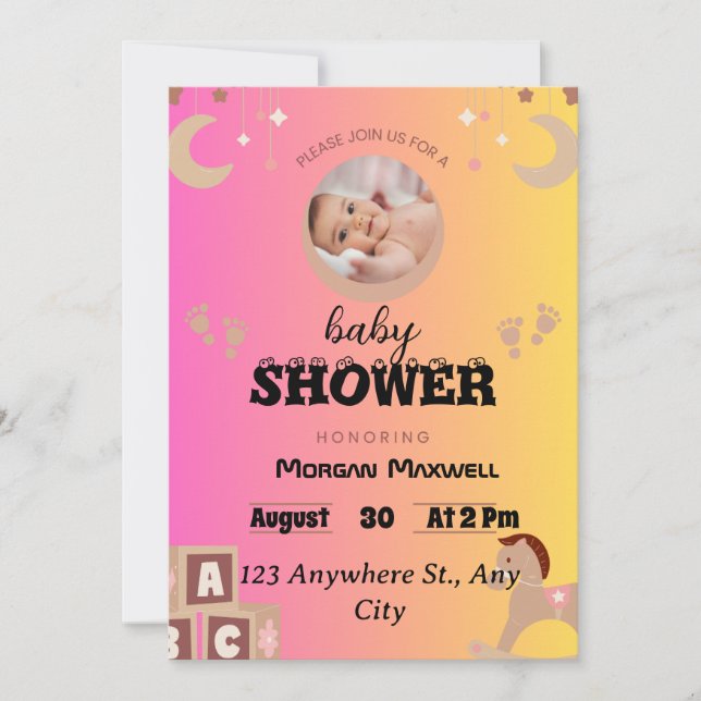 Invitación "Safari Soirée: La celebración de Baby Shower de B (Anverso)