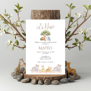 Invitación Safari Spanish Baby Shower Boy invitation